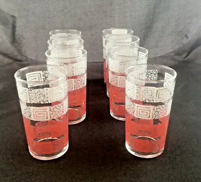 Buy Vintage Drinking Glasses Set Of 8 Red White Tumblers Glassware Drink Ware MCM • 63.65£