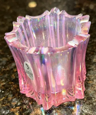 Buy Fenton Glass Vulcan Candle Holder Pink Iridescent • 15.17£