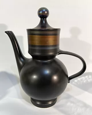 Buy MCM Mid Century PURBECK Pottery 10.5   Teapot Coffee Pot Black Matte England • 43.23£