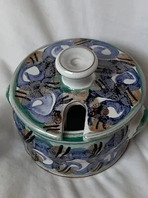 Buy Vintage Old Jar Pottery South African Lidded Terracotta HandPainted Mustard Bowl • 19.99£
