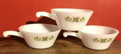 Buy Set Of 3 Anchor Hocking Fire King Meadow Green Vintage Milk Glass Soup Bowls Usa • 8.99£