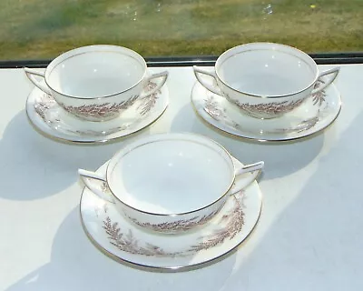 Buy Minton English Bone China Bedford Pattern 3 X Soup Bowls And Stands S669 • 25£