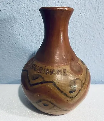 Buy Vintage Suriname Indigenous Tribal Handmade Clay Pottery Vase  6.5  Tall • 143.85£