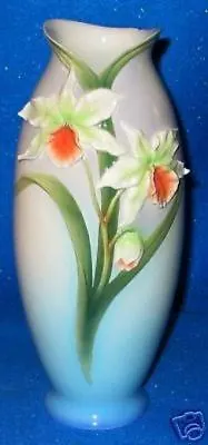 Buy FRANZ:  13  Fine Porcelain White Orchid, Pale Blue Vase • 132.30£