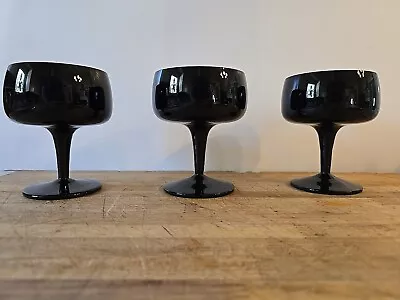 Buy 3 Crystal Black Amethyst GORHAM Goblets Water Goblets MCM • 36.50£