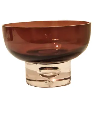 Buy Bohemian Czech Free Blown Art Glass Sommerso Bowl - Purple On Clear Foot Base • 45£