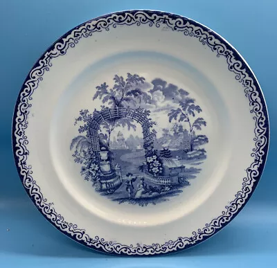 Buy Antique Davenport Italian Verandah Courting Couple Blue And White Dinner Plate • 12.99£