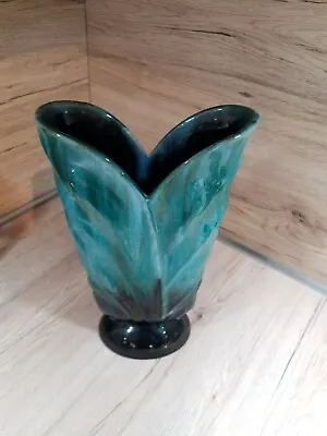 Buy Vintage Blue Mountain Pottery Canada Open Leaf Form Drip Glaze Vase 28 Cm Tall • 16£