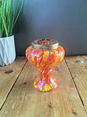 Buy Superb Art Deco Bohemian Czech Spatter Glass Posy Flower Frog Vase Loetz Kralik • 45£