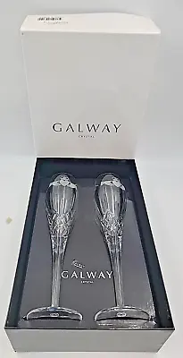 Buy Galway Crystal Claddagh Champagne Flutes Pair (original Box) • 42.83£