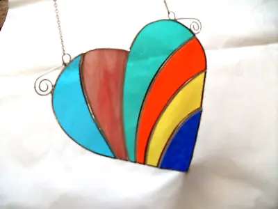 Buy Stained Glass Handmade Rainbow Heart Sun-catcher's / Window Decoration's • 22£