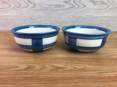 Buy 2 X BHS Oven To Tableware Bowls White With Blue Line Pattern • 24.99£