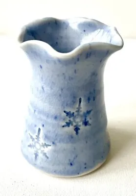 Buy Studio Pottery Blue Snowflake Ceramic Bud Vase Stamped Liz Excellent Condition • 5.95£