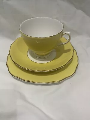 Buy Colclough Bone China Yellow - Tea Cup Saucer & Plate Trio Set • 8.50£