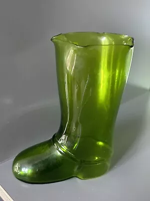 Buy Continental Green Glass Boot Drinking Vessel Circa 1940's - 6 Inch • 10£