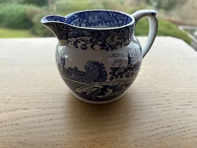 Buy Spode Italian Blue Small Cream Jug With A Black Back Stamp. • 15£