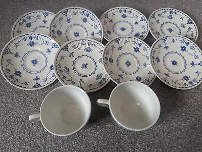 Buy Mason's Furnival Denmark 2 X Teacups 8 X Saucers White Blue Crockery • 17.95£