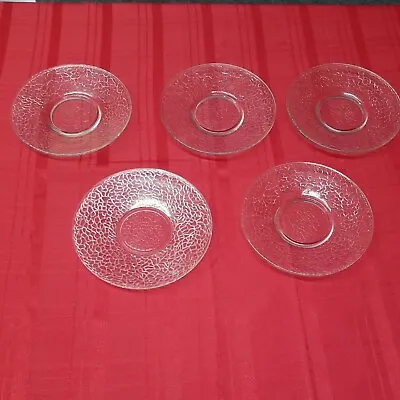 Buy L E Smith McKee Clear Depression Glass Crackle By Cracky, 7 Saucers Plates (5) • 14.08£
