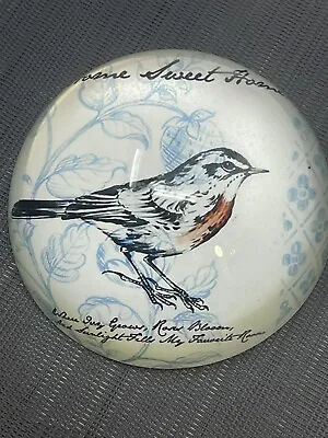 Buy Domed Glass Paperweight Robin Bird “Home Sweet Home” Message Vintage • 17.02£