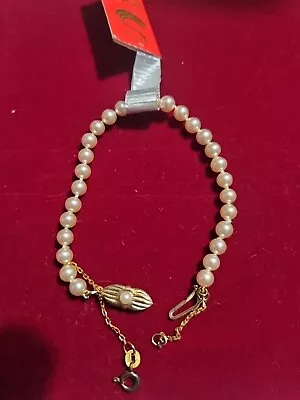 Buy Vintage Spanish Perlas Sureda Real  Pearl Bracelet With Safety Chain • 25£