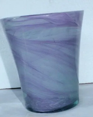 Buy British Studio Art Glass Vase  Wavy Mauve Decoration • 45£