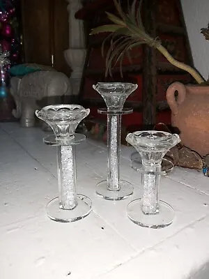 Buy Set Of Three Candle Holders With Crystal Glass In The Design • 9.95£