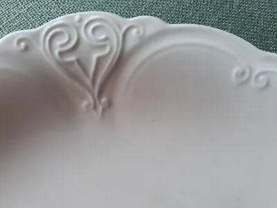 Buy CROWN DUCAL Deep PLATE With SCROLL EMBOSSED MOTIF Scallop Rim Cream Ware ANTIQUE • 8.99£