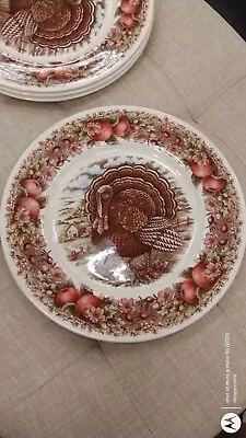 Buy Set 4 NEW Royal Stafford THANKSGIVING TURKEY DINNER PLATES Porcelain Fruit Acorn • 63.20£