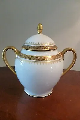 Buy  Antique Limoges France Porcelain White Gold Lidded Sugar Bowl - VGC • 29.75£