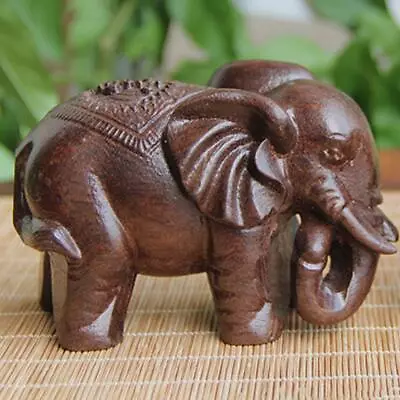 Buy Chinese Fengshui Wooden Elephant Statue Figurine Ornament Decor Hot. Craft H3F2 • 3.91£