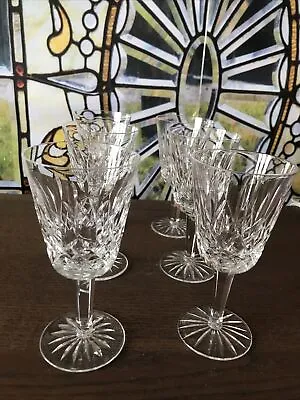 Buy 6 X WATERFORD CRYSTAL GLASS LISMORE WHITE WINE GLASSES H 14.25 Cm • 75£