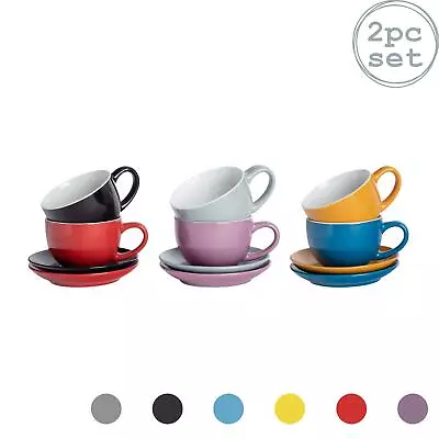 Buy Coloured Cappuccino Cup Saucer Porcelain Tea Coffee Mug 250ml • 10£