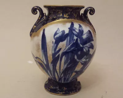 Buy Lovely Royal Doulton Flow Blue And Gold Daffodil Vase • 149.99£