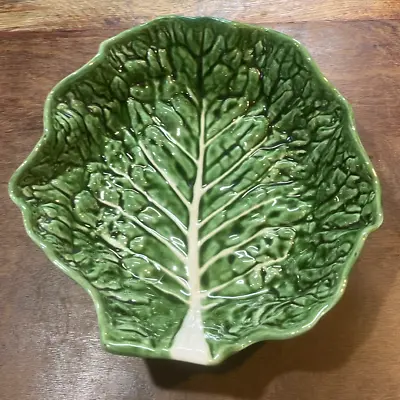 Buy Vintage Portuguese Majolica Green Cabbage Leaf Ware Large Serving/Salad Bowl • 40£