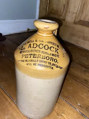 Buy Antique Stoneware FLAGON L. Adcock Botanical Brewer Hunilt Grove Peterborough  • 20£