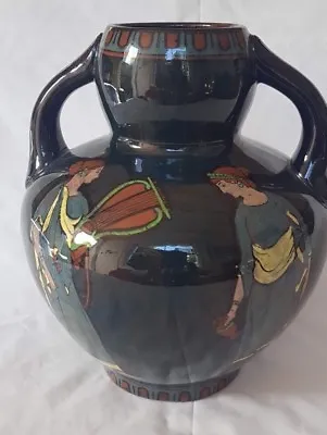 Buy TWIN HANDLED DECORO VASE, 1920's, MYTHICAL CLASSICAL GREEK STYLE MAIDENS & MUSIC • 115£