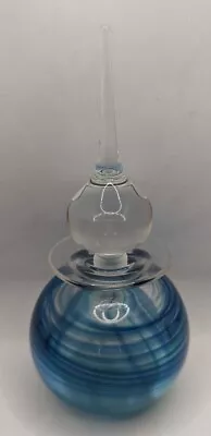 Buy Vintage Adrian Sankey Glass Perfume Bottle With Stopper Blue Green • 24.99£
