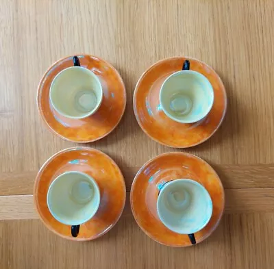 Buy Phoenix LustreWare Orange & Yellow Expresso Coffee Cups Saucer Milk & Sugar Bowl • 5£