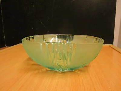 Buy Vintage  Green Glass  8.5  Art Deco Fruit Serving Bowl,Some Damage See Photo's • 1.50£