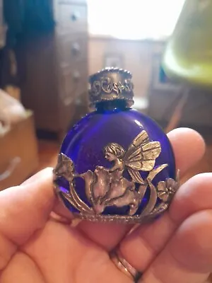Buy Vintage Blue Glass Fairy Design Perfume Bottle • 20£