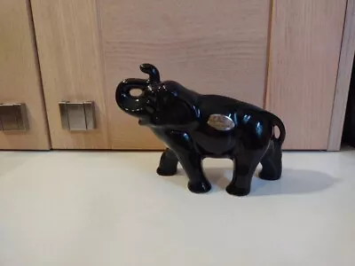 Buy Vintage Sylvac Pottery Black Elephant With Raised Trunk Ornament 5 1/4   Long  • 10£