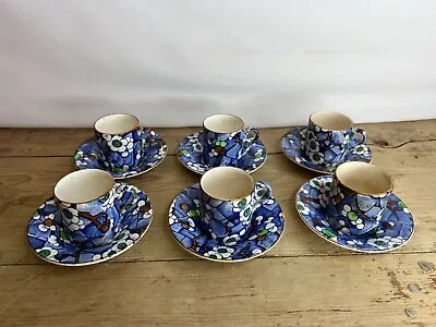 Buy Set Of 6 Frederick Rhead Cherry Blossom Coffee Cans And Saucers By Bursley Ware • 35£