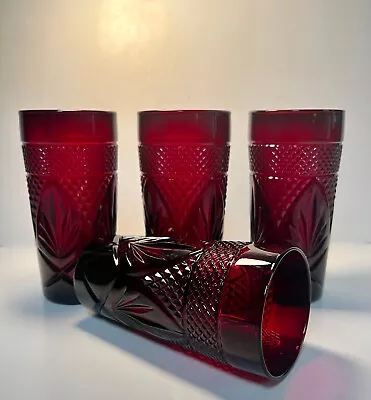 Buy Luminarc Cristal D'Arques Durand Antique Ruby Red Set Of 4 Tumbler Glass France • 33.57£