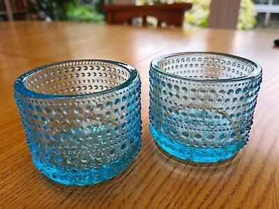 Buy Pair Of Iittala Glass Blue Candle / Tealight Holders / Votive - New Without Box • 10£
