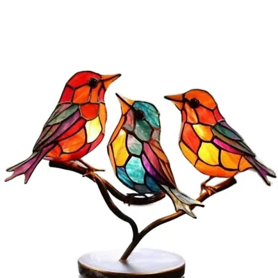 Buy Stained Glass Ornaments Bird Table Decor Bedroom Living Room Kitchen Desk D • 9.17£