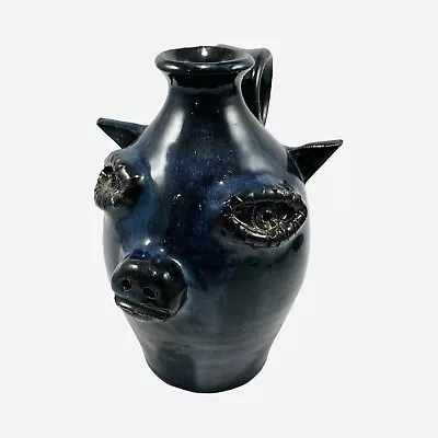 Buy Stanley Ferguson Ugly Face Jug Folk Art Pottery Georgia Cobalt Blue Pig Signed • 66.30£