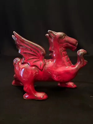 Buy Vintage Crochendy Bangor Wales Pottery Griffin Dragon Red Folk Art Figurine • 33.14£