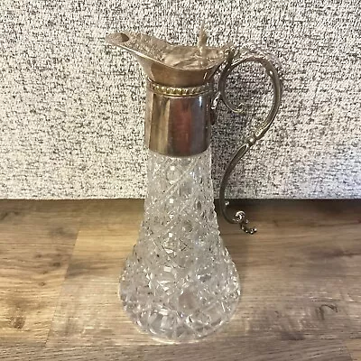 Buy Antique Ornate Clear Cut Glass And Silver Plated Claret Jug Wine Decanter • 18.74£