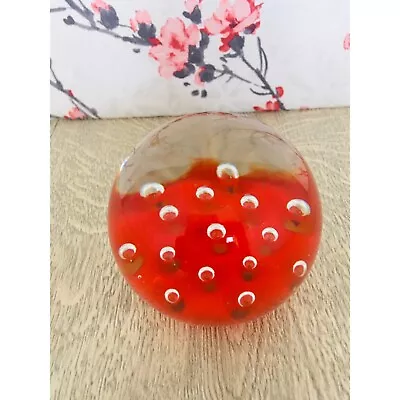 Buy Glass Paperweight - Red With Clear Bubbles - Home Office Gifts - Desk Tidy Ideas • 11£