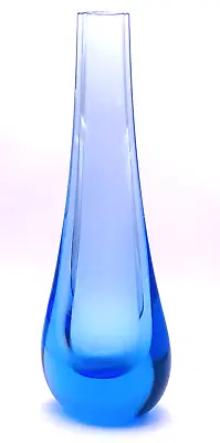 Buy Whitefriars Glass Vase Full Lead Crystal Sky  Blue Teardrop Pattern Number 9571 • 50£
